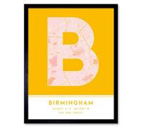Wee Blue Coo Framed Wall Art Birmingham Alabama United States City Map Modern Typography Stylish Letter Word - 12X16 Inch