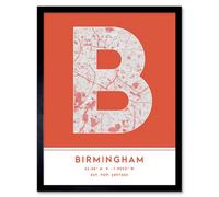 Wee Blue Coo Framed Wall Art Birmingham England United Kingdom City Map Modern Typography Stylish Letter Word - 12X16 Inch