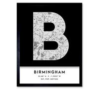 Wee Blue Coo Framed Wall Art Birmingham England United Kingdom City Map Modern Typography Stylish Letter Word - 12X16 Inch