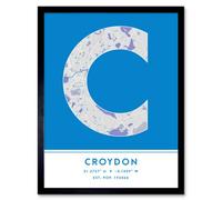 Wee Blue Coo Framed Wall Art Croydon England United Kingdom City Map Modern Typography Stylish Letter Word - 12X16 Inch