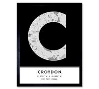 Wee Blue Coo Framed Wall Art Croydon England United Kingdom City Map Modern Typography Stylish Letter Word - 12X16 Inch