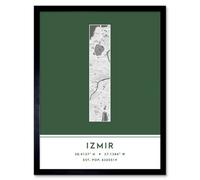 Wee Blue Coo Framed Wall Art Izmir Turkey City Map Modern Typography Stylish Letter Word - 12X16 Inch