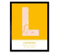 Wee Blue Coo Framed Wall Art London England United Kingdom City Map Modern Typography Stylish Letter Word - 12X16 Inch