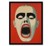 Wee Blue Coo Framed Wall Art Nightmare Gothic Horror Red Monochrome Living Room - 12X16 Inch