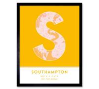 Wee Blue Coo Framed Wall Art Southampton England United Kingdom City Map Modern Typography Stylish Letter Word - 12X16 Inch