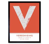 Wee Blue Coo Framed Wall Art Vereeniging South Africa City Map Modern Typography Stylish Letter Word - 12X16 Inch