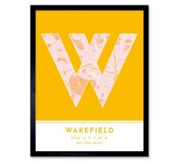 Wee Blue Coo Framed Wall Art Wakefield England United Kingdom City Map Modern Typography Stylish Letter Word - 12X16 Inch