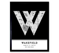 Wee Blue Coo Framed Wall Art Wakefield England United Kingdom City Map Modern Typography Stylish Letter Word - 12X16 Inch