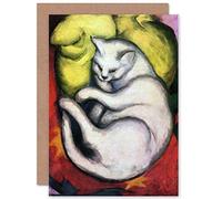 Wee Blue Coo FRANZ MARC CAT ON YELLOW CUSHION OLD MASTER BLANK GREETINGS CARD