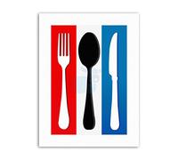 Wee Blue Coo French Flag Cutlery Kitchen Bedroom Food Photo Picture Canvas Art Print