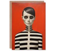 Wee Blue Coo Fun Skeleton Costume Scary Trick or Treat Haunted Scary Halloween Card Blank For All