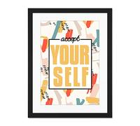 Wee Blue Coo Funky Affirmation Accept Yourself Large Framed Art Print Wall Poster 18x24 inch