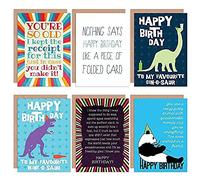 Wee Blue Coo Funny Happy Birthday Friends BFF Wine Gin O Saur All Occasions Various Assorted Blank Greeting Cards With Envelopes Pack of 6