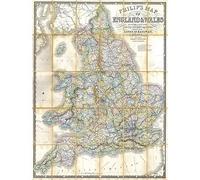 Wee Blue Coo Geography Map Illustrated Antique Philips England Wales Art Print Poster Wall Decor 12X16 Inch