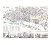 Wee Blue Coo Geography Map Illustrated Antique Sduk Calcutta Art Print Poster Wall Decor 12X16 Inch