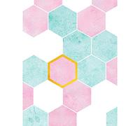 Wee Blue Coo Geometric Hexagons Texture Large Wall Art Poster Print Thick Paper 18X24 Inch
