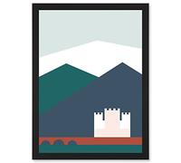 Geometric Shapes Scotland Eilean Donan Castle Kyle Lochalsh Artwork Framed Wall Art Print A4 Artery8 Black One Size