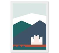 Geometric Shapes Scotland Eilean Donan Castle Kyle Lochalsh Artwork Framed Wall Art Print A4 Artery8 White One Size