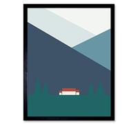 Wee Blue Coo Geometric Shapes Scottish Highland Croft Scotland Art Print Framed Poster Wall Decor 12X16 Inch
