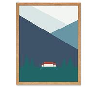 Wee Blue Coo Geometric Shapes Scottish Highland Croft Scotland Art Print Framed Poster Wall Decor 12X16 Inch
