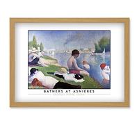 Artery8 Georges Pierre Seurat Bathers At Asnières Painting Artwork Framed Wall Art Print A4 in Light Oak Artery8 Light Oak