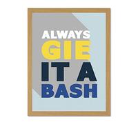 Wee Blue Coo Gie It A Bash Scottish Phrase 18x24 Large Framed Art Print Poster Wall Decor 18x24 inch