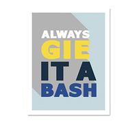 Wee Blue Coo Gie It A Bash Scottish Phrase 18x24 Large Framed Art Print Poster Wall Decor 18x24 inch