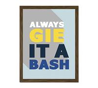 Wee Blue Coo Gie It A Bash Scottish Phrase 18x24 Large Framed Art Print Poster Wall Decor 18x24 inch