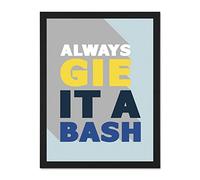 Wee Blue Coo Gie It A Bash Scottish Phrase 18x24 Large Framed Art Print Poster Wall Decor 18x24 inch