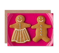 Wee Blue Coo GINGERBREAD MAN WOMAN ROMANCE LOVE PINK CHRISTMAS FOOD BLANK BIRTHDAY CARD