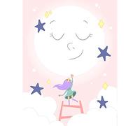 Wee Blue Coo Girls Moon Climber Girl Large Art Print Poster Wall Decor