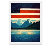 Wee Blue Coo Glacier National Park American Flag Design Iconic Artwork Framed A3 Wall Art Print