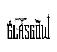 Wee Blue Coo Glasgow City Scotland Landmarks Typography Silhouettes Canvas Print