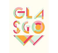 Wee Blue Coo Glasgow Colourful Word Art Large Wall Art Print 24X32