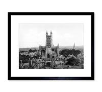 Wee Blue Coo Gloucester Cathedral From Church Tower England Old BW Framed Wall Art Print