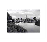Wee Blue Coo Gloucester Cathedral From River England Old BW Wall Art Print