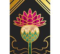 Wee Blue Coo Gold Edge Scottish Thistle Flower Illustration Sc otland Canvas Art Print