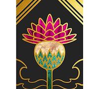 Wee Blue Coo Gold Edge Scottish Thistle Flower Illustration Sc Otland Large Art Print Poster Wall Decor 18x24 inch