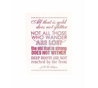 Wee Blue Coo Gold Glitter Wander Lost Quote Typography Pink Art Canvas Print
