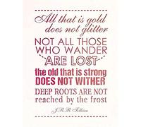 Wee Blue Coo Gold Glitter Wander Lost Quote Typography Pink Art Large Art Print Poster Wall Decor 18x24 inch