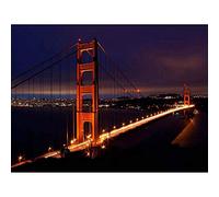 Wee Blue Coo Golden Gate Bridge Night San Francisco Art Print Poster Wall Decor 12X16 Inch