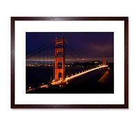 Wee Blue Coo Golden Gate Bridge Night San Francisco Picture Framed Wall Art Print