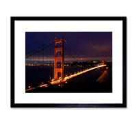 Wee Blue Coo Golden Gate Bridge Night San Francisco Picture Framed Wall Art Print
