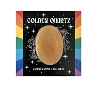 Wee Blue Coo Golden Quartz Thumb Stone Healing Crystal - Amplify Intentions Healing Energy Stress Relief Worry Stone in Presentation Gift Box Stocking Filler