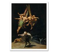 Wee Blue Coo Goya The Witches' Flight Art Print Framed Poster Wall Decor 12X16 Inch