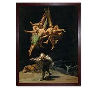 Wee Blue Coo Goya The Witches' Flight Art Print Framed Poster Wall Decor 12X16 Inch