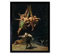 Wee Blue Coo Goya The Witches' Flight Art Print Framed Poster Wall Decor 12X16 Inch