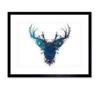 Wee Blue Coo Graphic Ink Splat Deer Stag Framed Picture Art Framed Wall Art Print