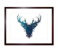 Wee Blue Coo Graphic Ink Splat Deer Stag Framed Picture Art Framed Wall Art Print