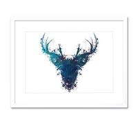 Wee Blue Coo Graphic Ink Splat Deer Stag Framed Picture Art Framed Wall Art Print